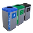 Station includes two recycling bins and one trash bin 