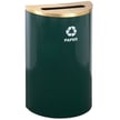 Glaro Half Round Recycling Container in Hunter Green with opening for paper 