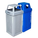 Prism Outdoor 36-Gallon Trash Recycling Combo in Gray & Blue