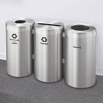 23-Gallon Glaro VALUE SERIES Three-Stream Recycling Station in Satin Aluminum