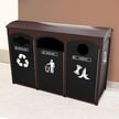 <center><font color="#669933"><b>Optional hinged flap-doors available. </b></font>Please contact us for more info.<br>Pictured: Amherst Sideload Triple Recycling Station 