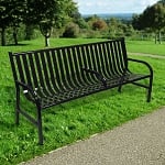 Oakley Collection Slatted Steel Bench with Inner Arm | 6 ft  - Configurable