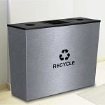 Metro Triple Stream Recycling Receptacles in Stainless Steel