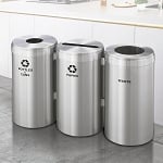 41-Gallon Glaro VALUE SERIES Three-Stream Recycling Station in Satin Aluminum - Configurable