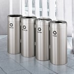 23-Gallon Glaro VALUE SERIES Four-Stream Recycling Station in Satin Aluminum - Configurable