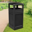 PolyTec 42 Gallon Square Dome Waste in Black 