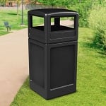 PolyTec 42 Gallon Square Waste Container with Dome Lid - Configurable