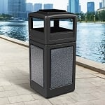 StoneTec 42 Gallon Square Waste Container with Ashtray Dome Lid - Configurable