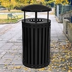 Streetscape Modern Trash Receptacle with Rain Hood - Configurable