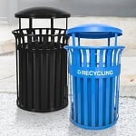 Streetscape Classic Trash and Recycling with Rain Hood Combo - Configurable