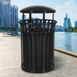 Streetscape Classic Trash Receptacle with Rain Hood 