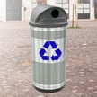 Stadium 35 Gallon Perforated Recycling Receptacle with Hood Top in Stainless Steel 