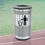 Stadium Stainless Steel Flat Top Waste Barrel | Tidyman Symbol