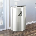 Glaro VALUE SERIES Half-Round Recycling Container in Satin Aluminum 16 Gallon - Configurable