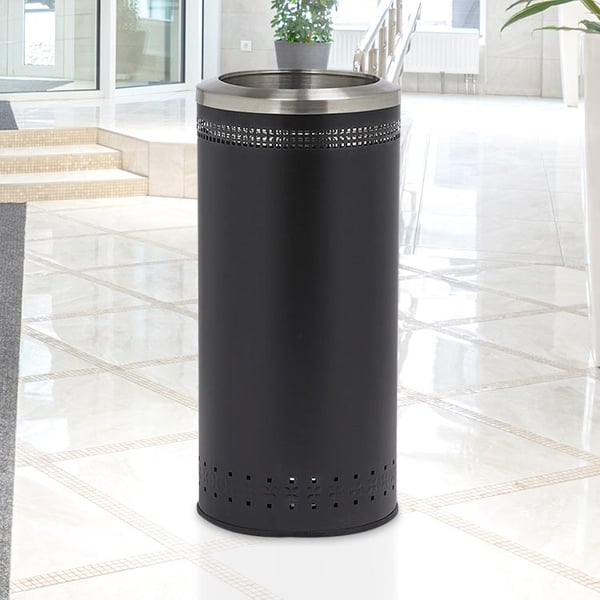 Imprinted 360 Open Top Waste Receptacle in Black - 25 Gallon 