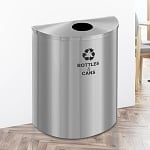 Glaro Single-Purpose Half-Round XL Recycling Container in Satin Aluminum - Configurable