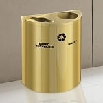 Glaro XL Dual-Purpose Half-Round Recycling Container in Satin Brass - Configurable