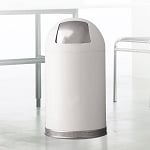 Classic White Dome-Top Trashcan with Push Door