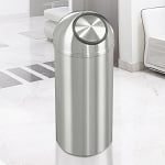 New Yorker Waste Receptacle with Self-Closing Dome-Top in Satin Aluminum - 8 Gallon