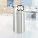 New Yorker Waste Receptacle with Self-Closing Dome-Top in Satin Aluminum - 16 Gallon