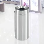 New Yorker Waste Receptacle with Open Dome Top in Satin Aluminum - 12 Gallon