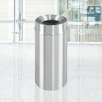 New Yorker Waste Receptacle with Funnel Top in Satin Aluminum - 12 Gallon