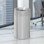 New Yorker Waste Receptacle with Funnel Top in Satin Aluminum - 33 Gallon