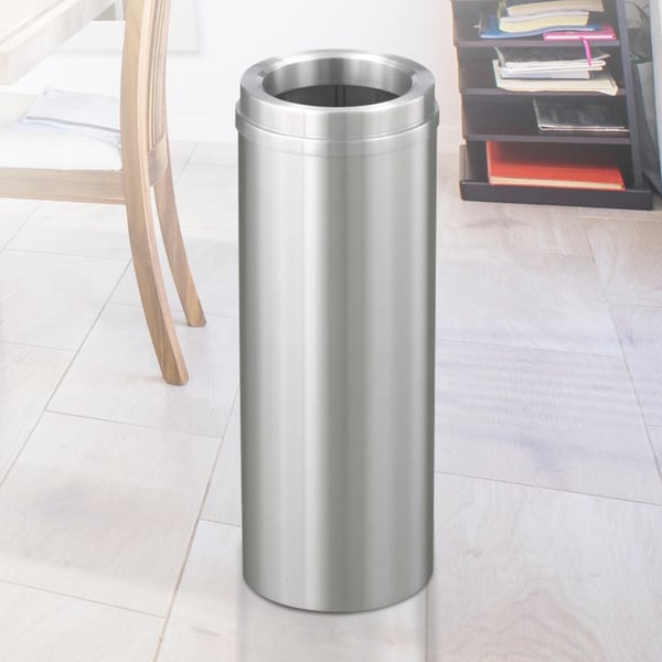 New Yorker Waste Receptacle with Funnel Top in Satin Aluminum - 6 Gallon 