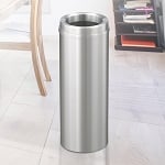 New Yorker Waste Receptacle with Funnel Top in Satin Aluminum- 6 Gallon