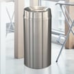 New Yorker Waste Receptacle with Tip Action Top in Satin Aluminum - 16 Gallon 