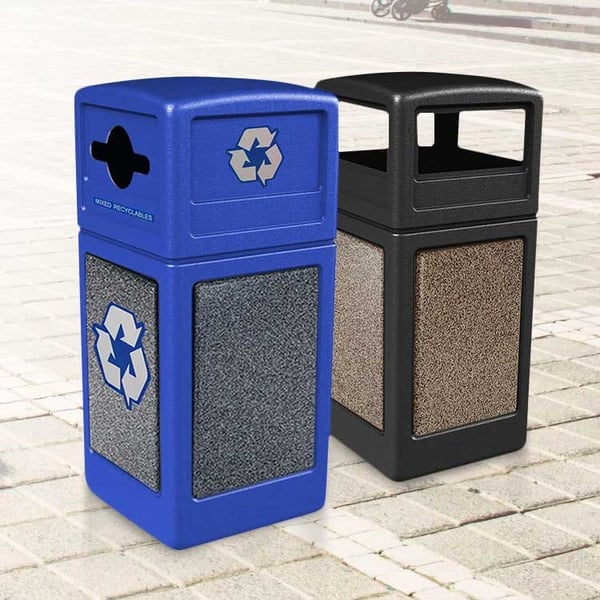 StoneTec Waste & Recycling Combo with Dome Lids 