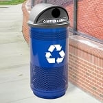 Stadium 35 Gallon Perforated Recycling Container with Hood Top - Configurable