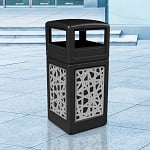 42-Gallon Dome Lid Trash Receptacle with Decorative Stainless Steel Panels - Configurable