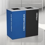Kaleidoscope Two-Stream Square Recycling Container - Configurable