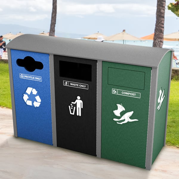 <center><font color="#669933"><b>Optional hinged flap-doors available. </b></font>Please contact us for more info.<br>Pictured: Manchester Sideload Triple Recycling Station 