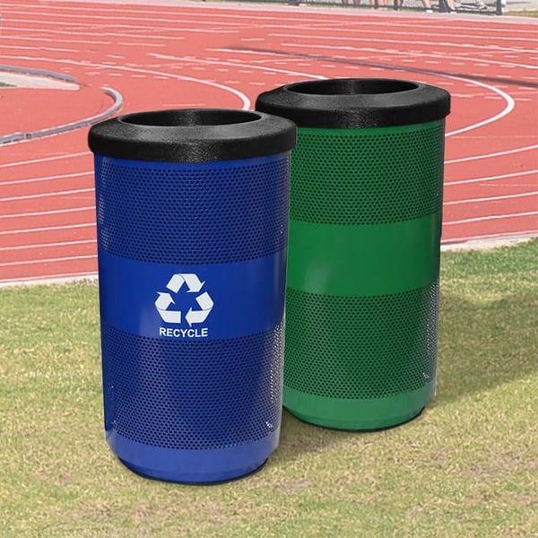 Stadium 35 Gallon Perforated Waste and Recycling Station 