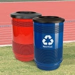 Stadium 55 Gallon Perforated Waste and Recycling Station - Configurable