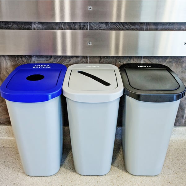 Long-lasting durable plastic recycling and waste containers 