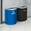 Glaro XL Half-Round Multi-Color Double Waste & Recycling Station 