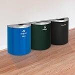 Glaro XL Half-Round Multi-Color Triple Waste & Recycling Station