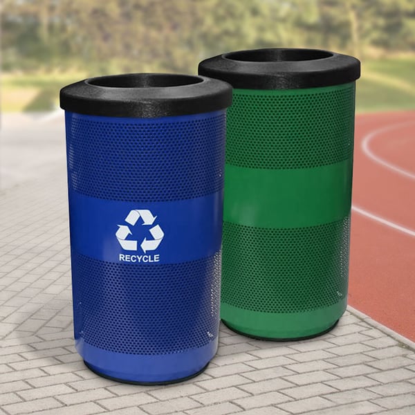 Stadium 35 Gallon Perforated Waste and Recycling Station 