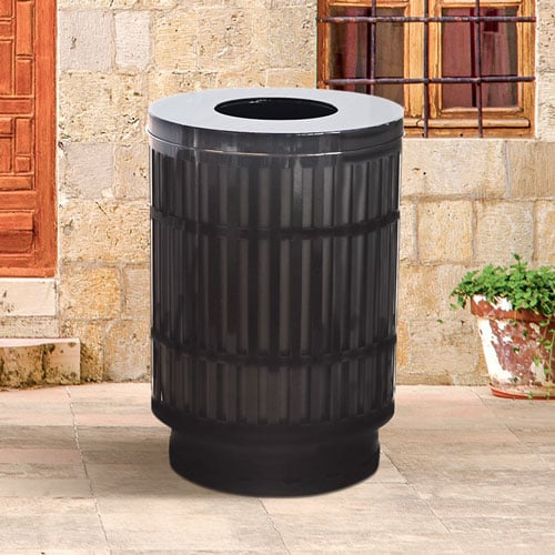 The Mason waste container shown with flat top in black 