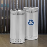 25 Gallon Imprinted 360 Recycling & Waste Station in Stainless Steel