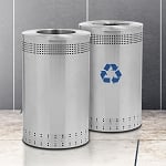 45 Gallon Imprinted 360 Recycling & Waste Station in Stainless Steel