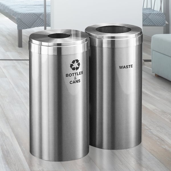 23-Gallon Glaro Two-Stream Recycling Station in Satin Aluminum 