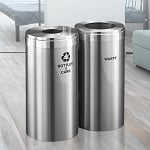 23-Gallon Glaro VALUE SERIES Two-Stream Recycling Station in Satin Aluminum - Configurable