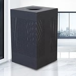 Celestial 40-Gallon Square Trash Receptacle in Matte Black Aluminum