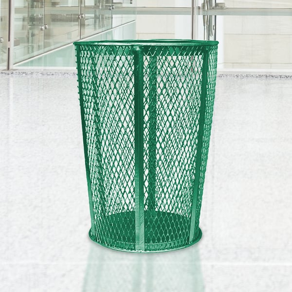 Expanded Metal Outdoor Waste Bin in Green 