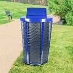 Expanded Metal Outdoor Waste in BLUE | Swing Top with Liner