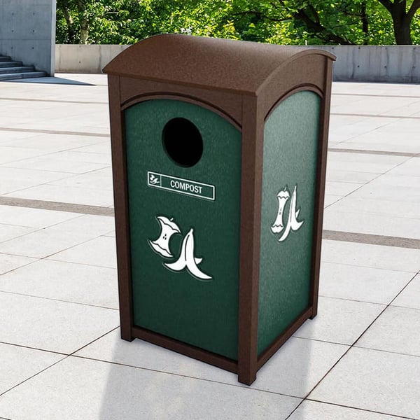 Amherst recycling stations are fully-customizable to suit your needs! 